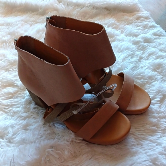 Kork Ease Hickland Tan Leather Open Toe Bootie Sandals SZ 11M Never Worn - Picture 3 of 11